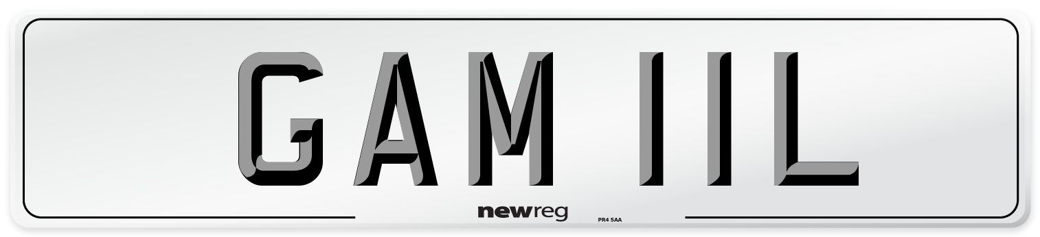GAM 11L Number Plate from New Reg